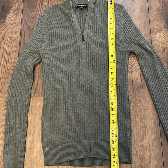 Express mens grey pullover 1/4 zip sweater - Picture 5 of 6